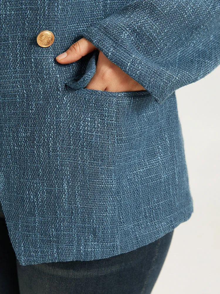 Plain Texture Pocket Buckle Detail Blazer