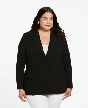 Plus Size Double Breasted Gabardine Blazer