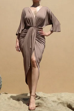 "Samaya" Midi Dress-Mocha