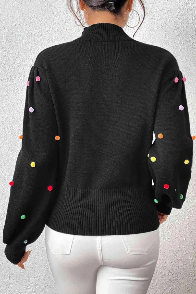 Rainbow Pom-Pom Long Sleeve Sweater