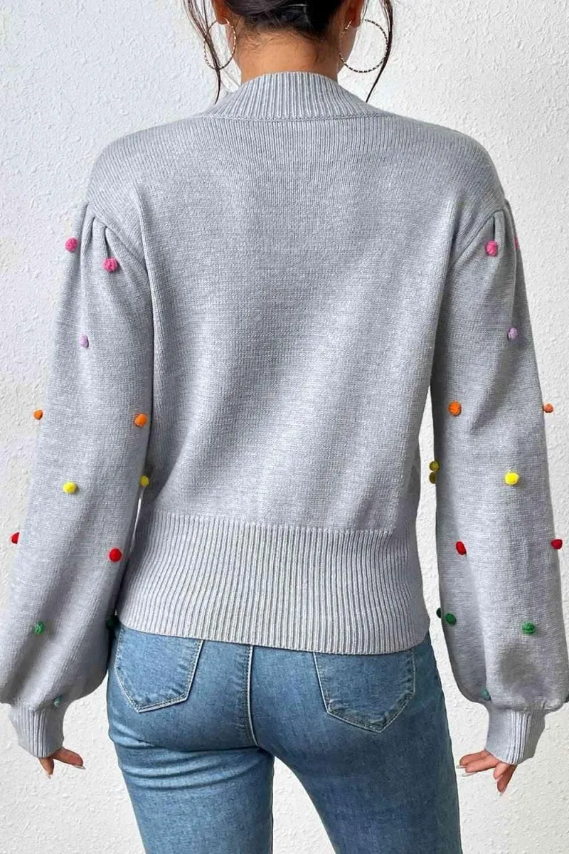 Rainbow Pom-Pom Long Sleeve Sweater