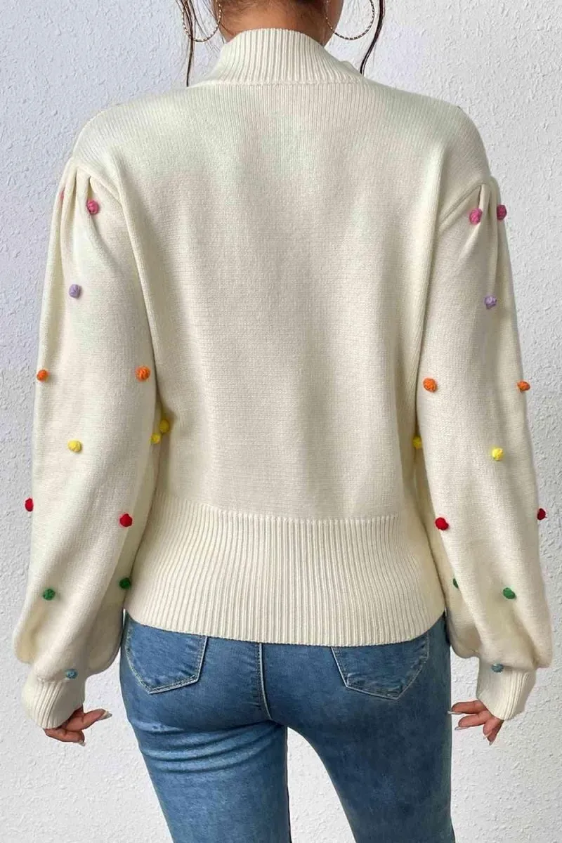 Rainbow Pom-Pom Long Sleeve Sweater