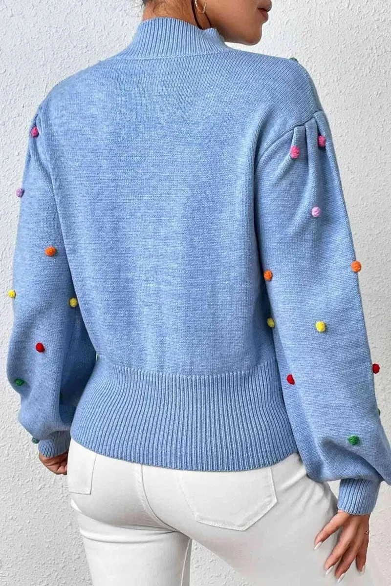 Rainbow Pom-Pom Long Sleeve Sweater