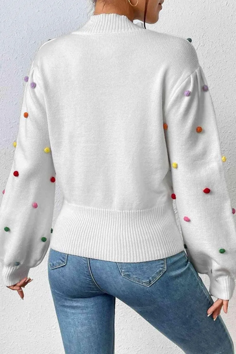 Rainbow Pom-Pom Long Sleeve Sweater