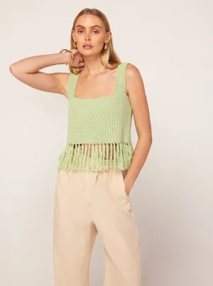 Roxana Pistachio Crochet Knit Top