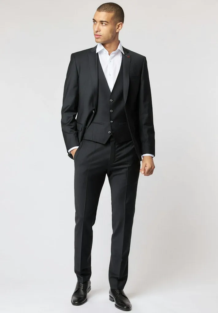 Roy Robson Slim Fit Stretch Suit Trousers - Black