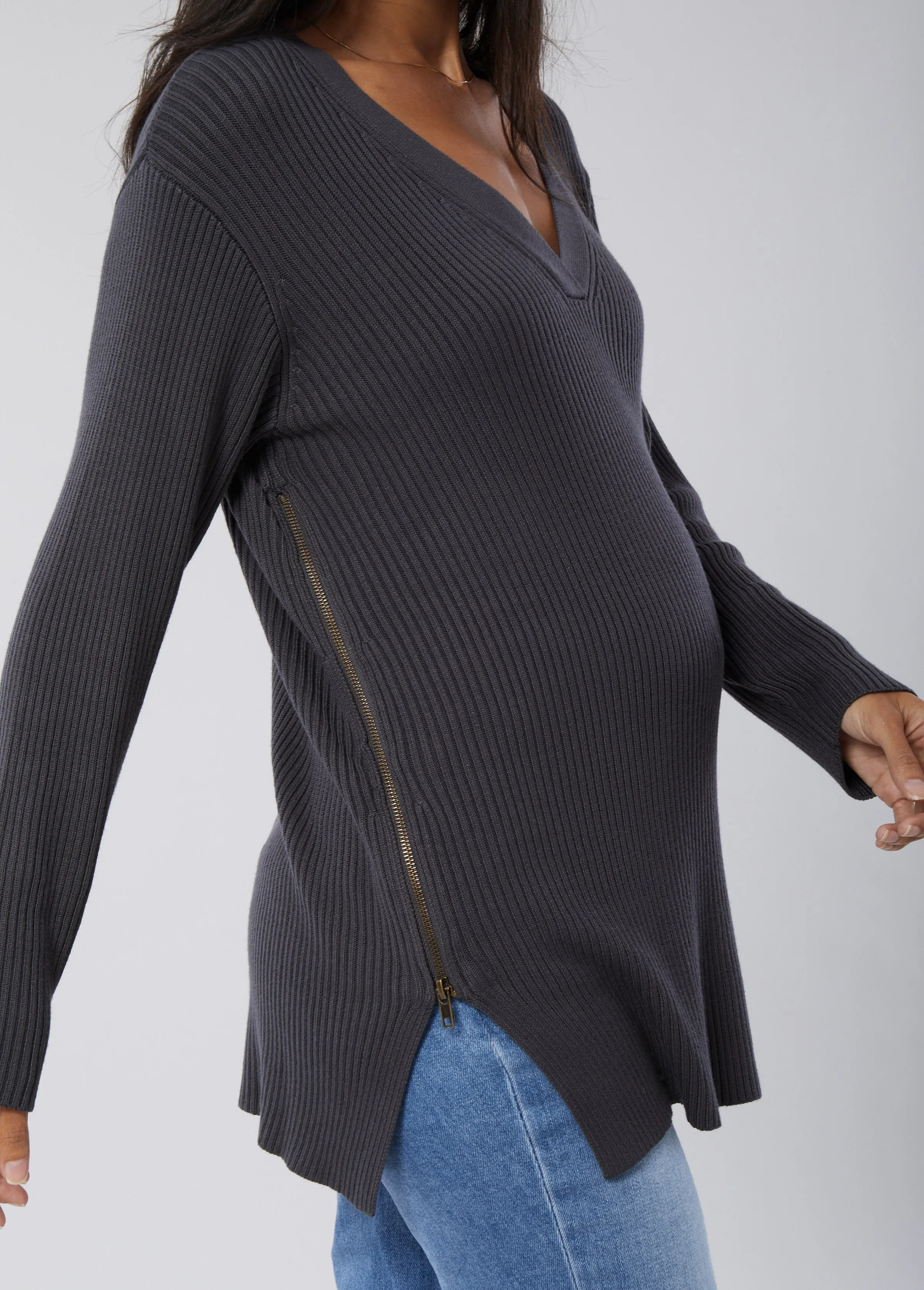 Side Zip Maternity   Nursing Sweater