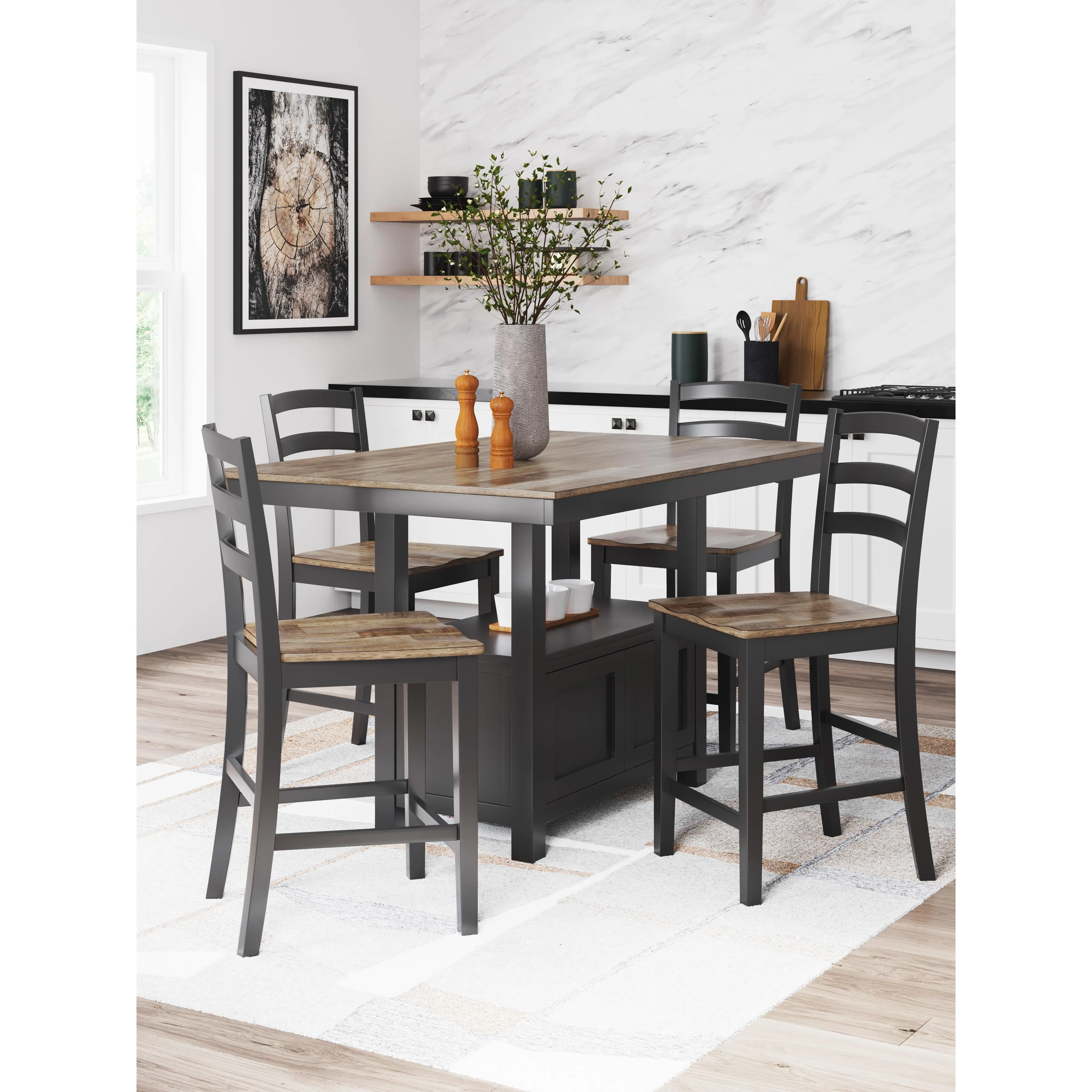 Signature Design by Ashley Wildenauer Counter Height Dining Table with Pedestal Base D634-13