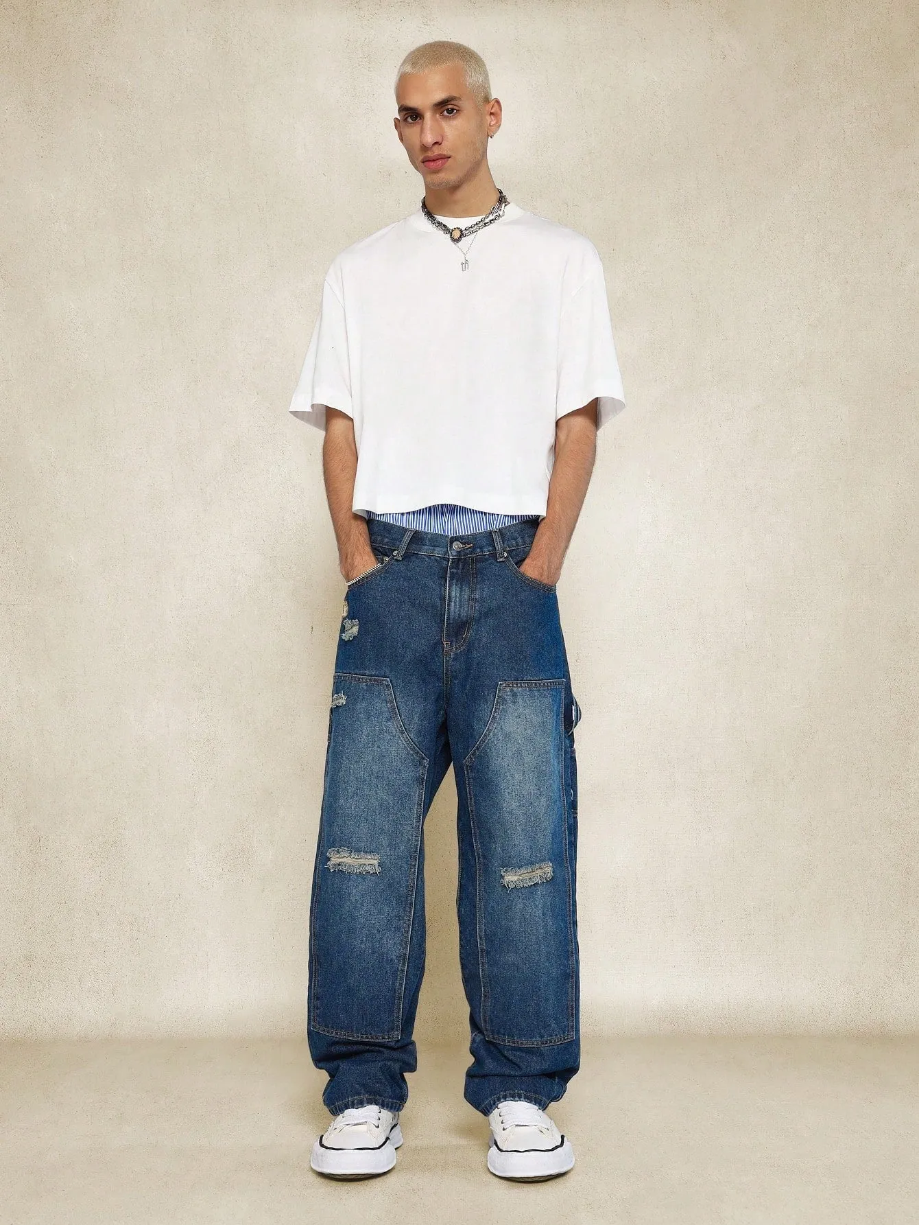 Straight Fit Ripped Carpenter Jean