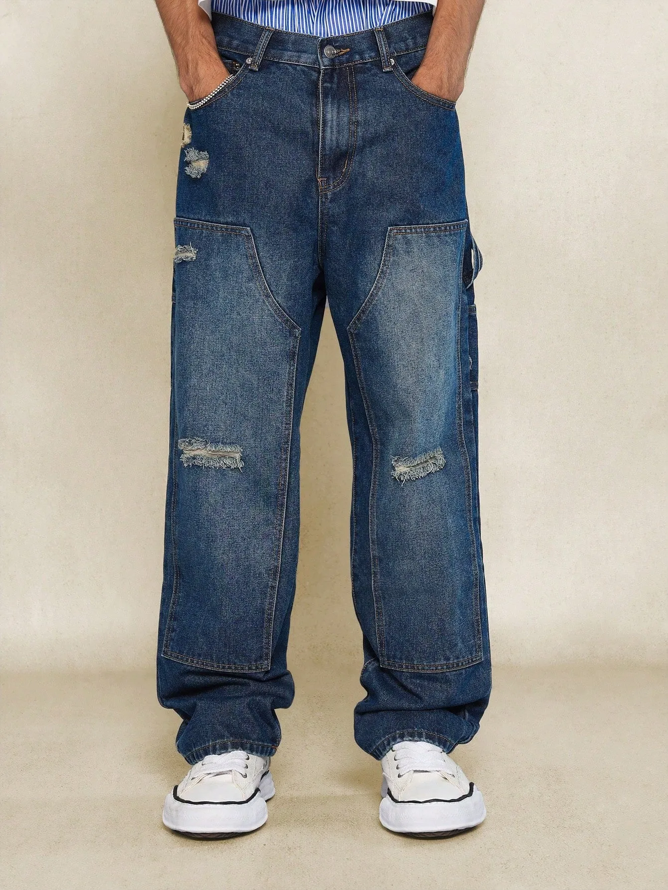 Straight Fit Ripped Carpenter Jean