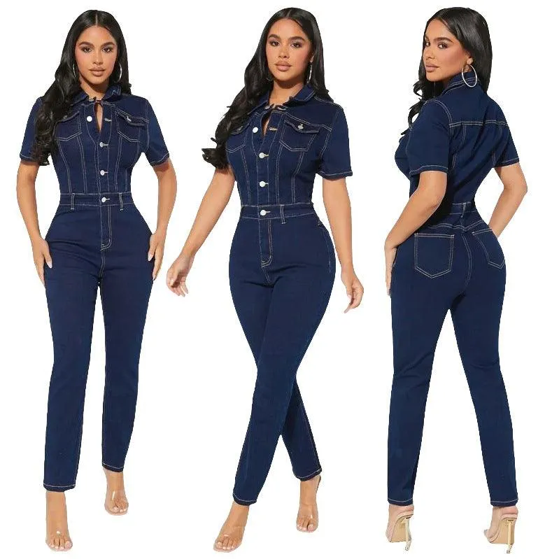 Stylish Skinny Denim Jumpsuit for Women's Fashion Jeans