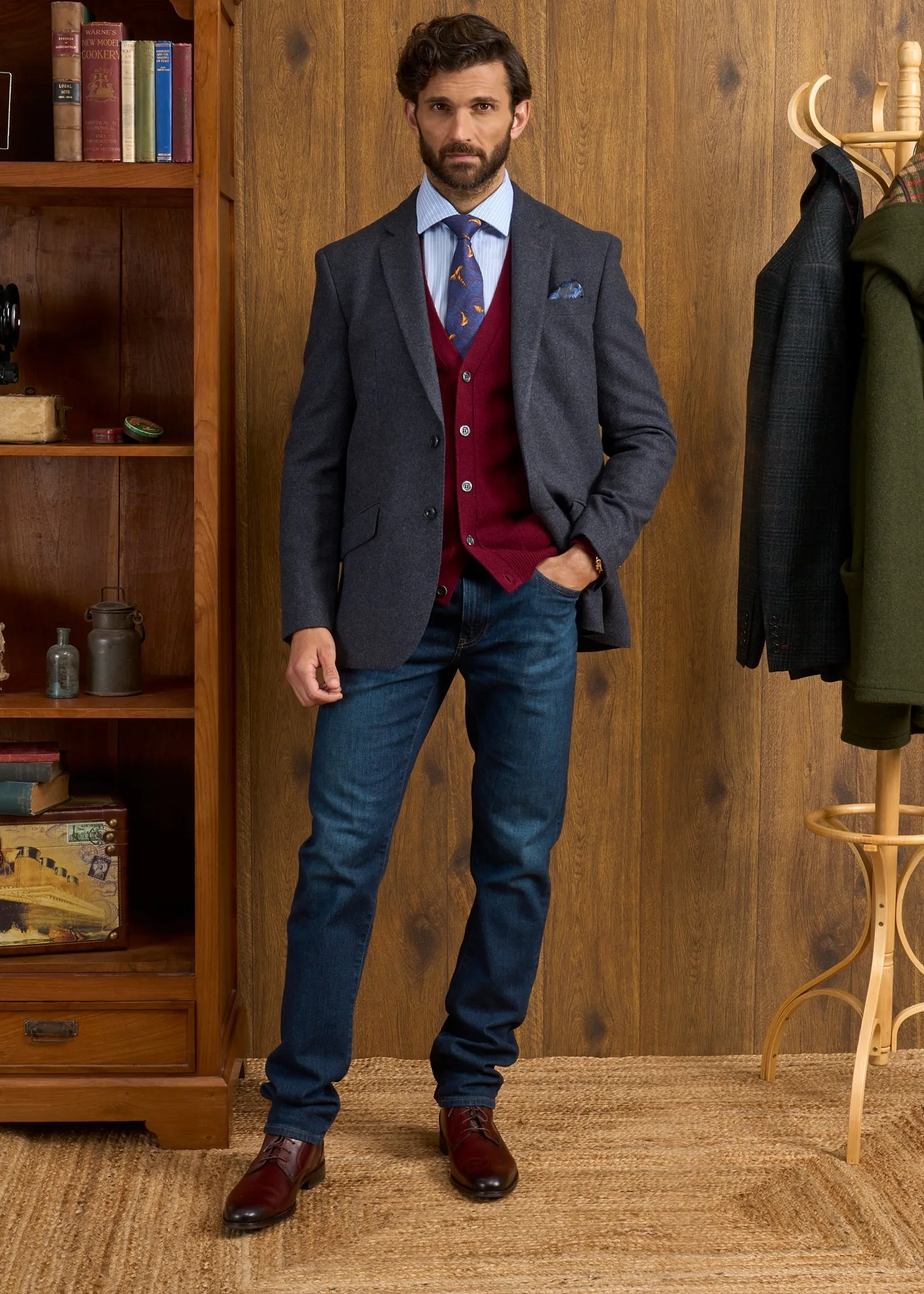 Surrey Tweed Lined Blazer In Blue - Regular Fit