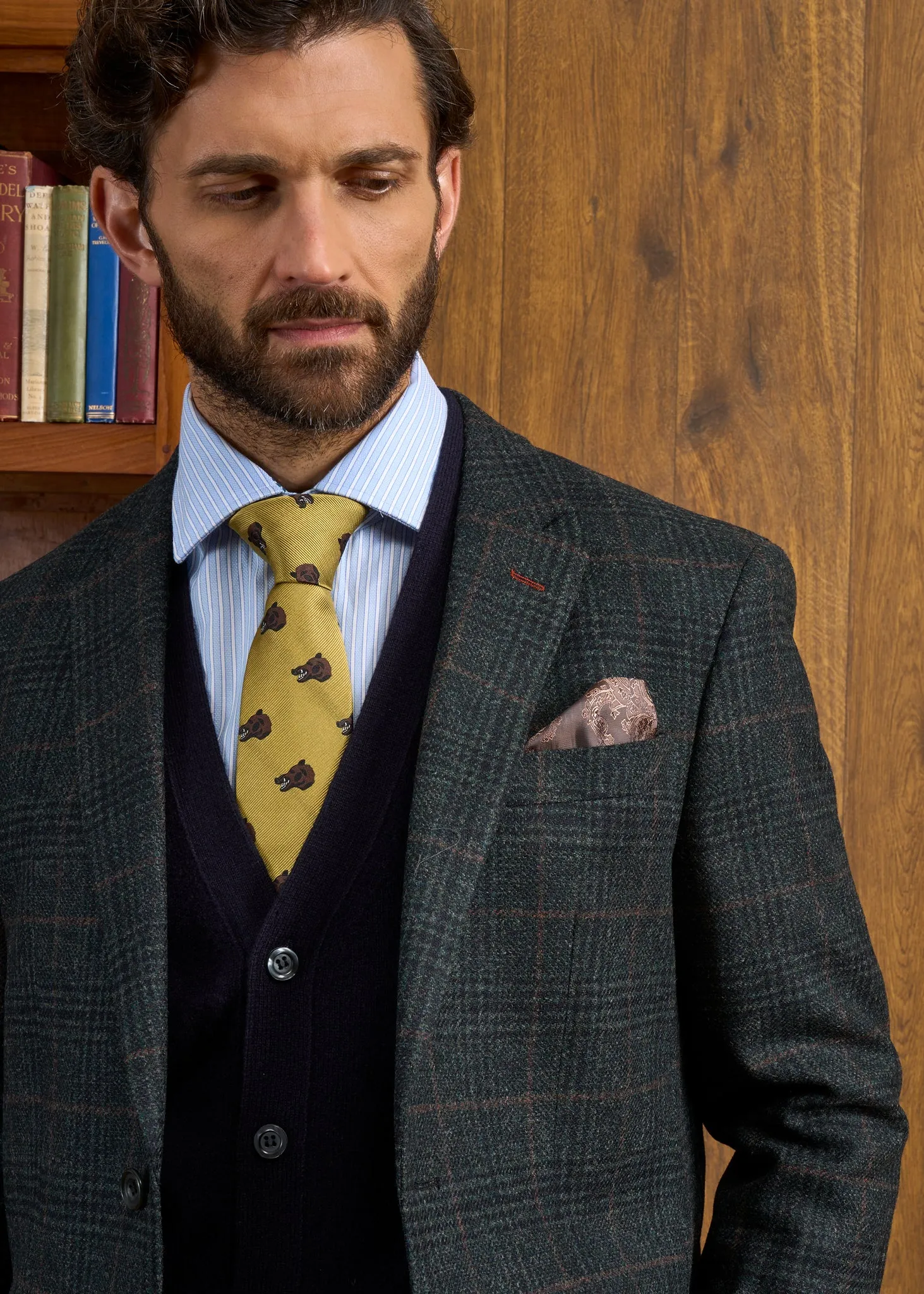 Surrey Tweed Lined Blazer In Green Check - Regular Fit