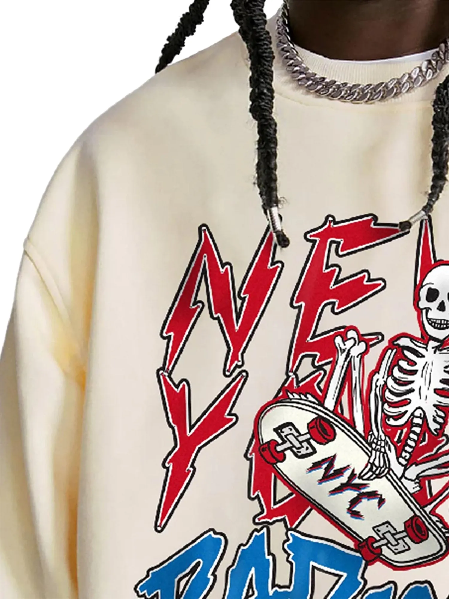 Thesupermade Skateboard Skull Pullover Crewneck Sweatshirt -1075