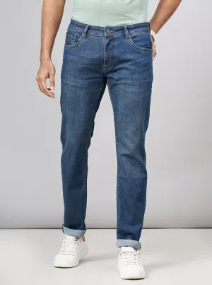 Tinted Mid Blue Washed Slim Fit Jeans | Greenfibre