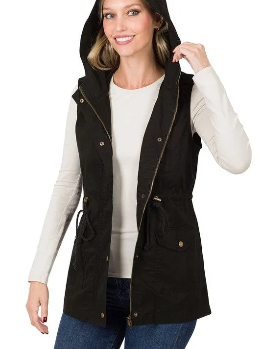 Today is Your Day Drawstring Waist Hooded Vest