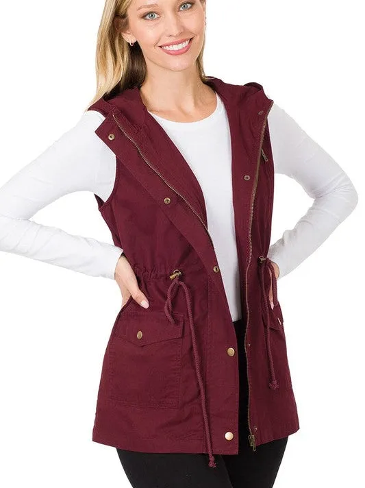 Today is Your Day Drawstring Waist Hooded Vest